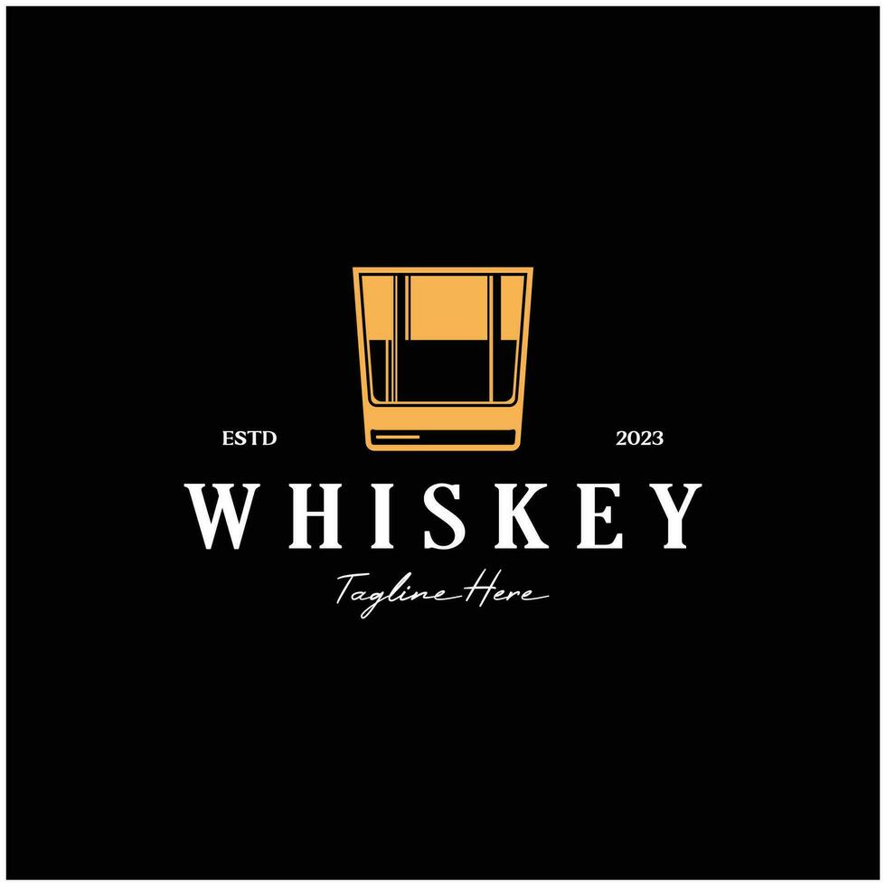 Vintage premium whiskey logo label with glass or beer. for drinks, bars, clubs, cafes, companies. vector