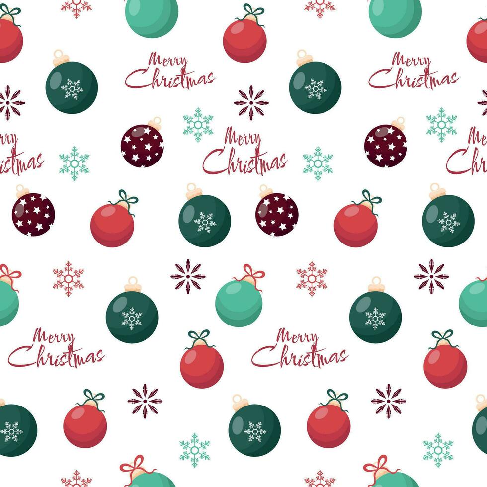 Seamless pattern with Christmas balls on a white background. Print for New Year's wrapping paper, for covers. Vector illustration