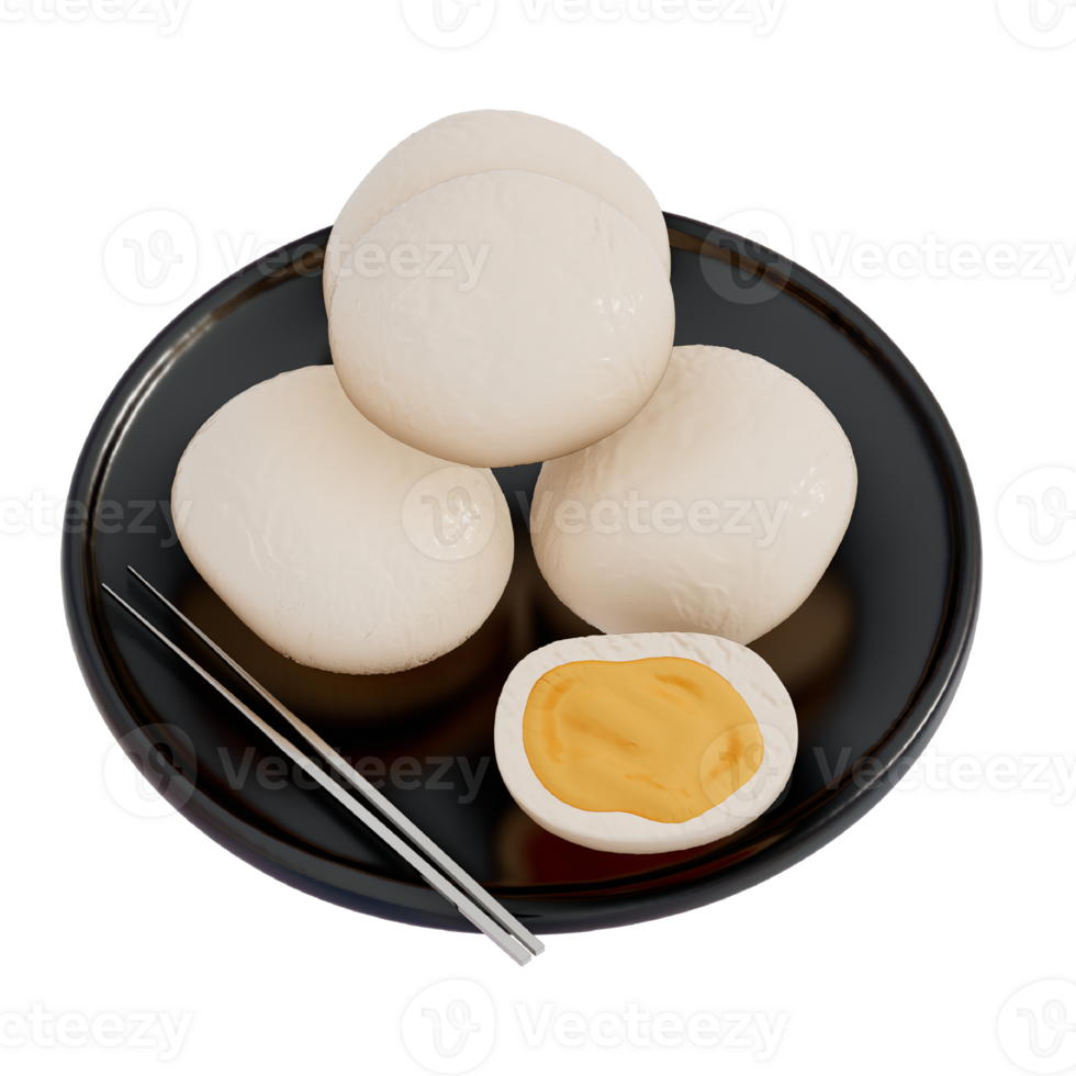 Lunar New Year Dessert 3D Clip Art, Steamed Bun On a Transparent backgound png