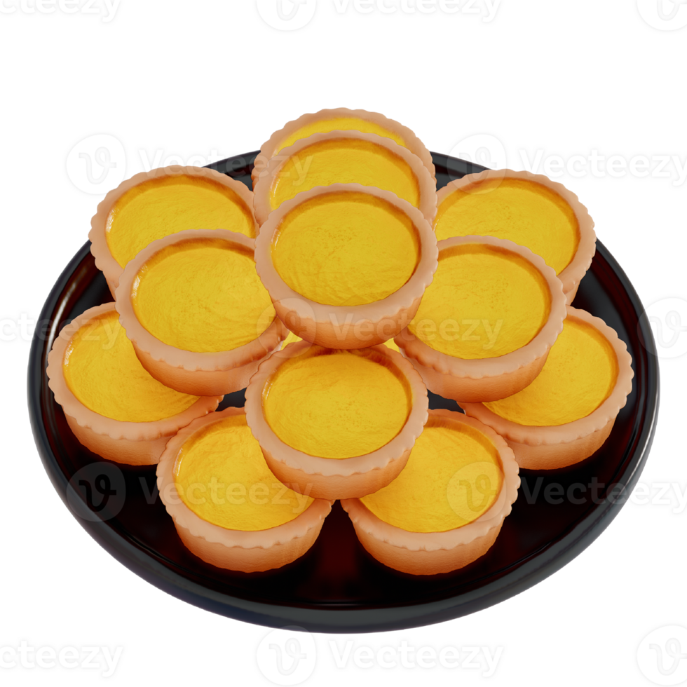 Lunar New Year Dessert 3D Clip Art, Egg Tart On a Transparent backgound png