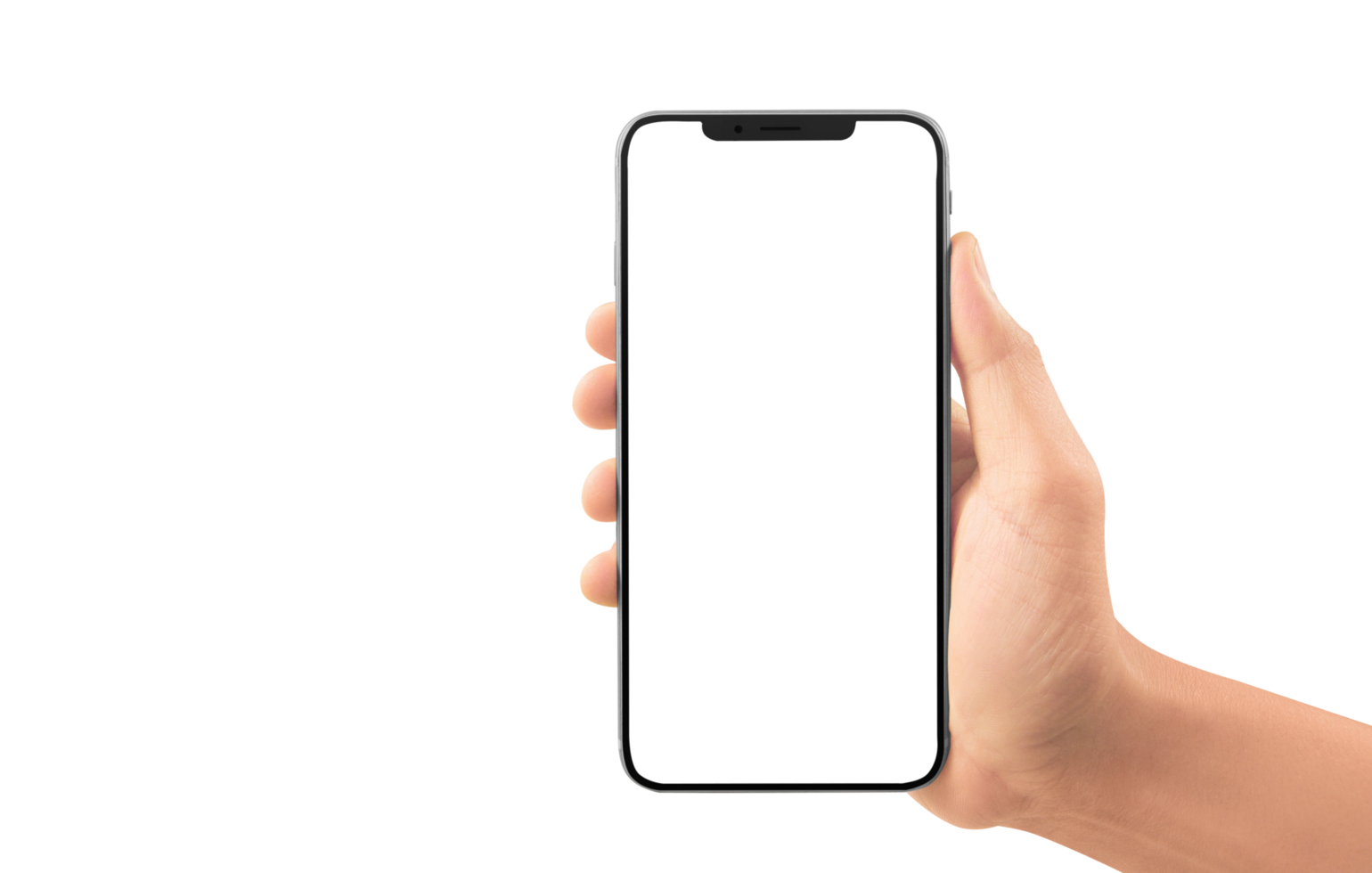 Hand holding new smartphone . Smartphone  png