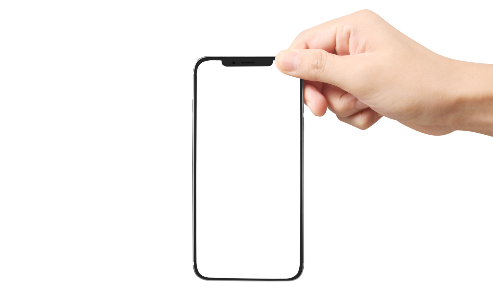 Hand holding new smartphone . Smartphone  png