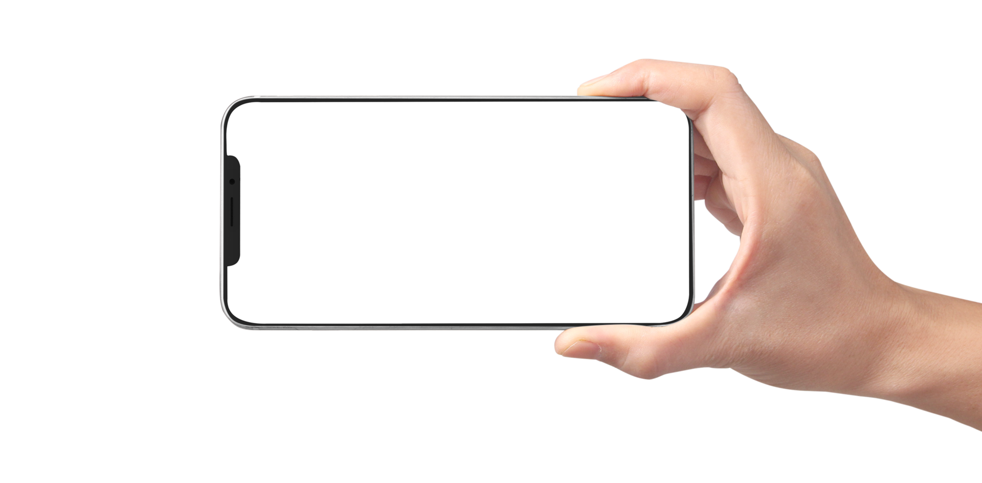 Hand holding new smartphone . Smartphone  png