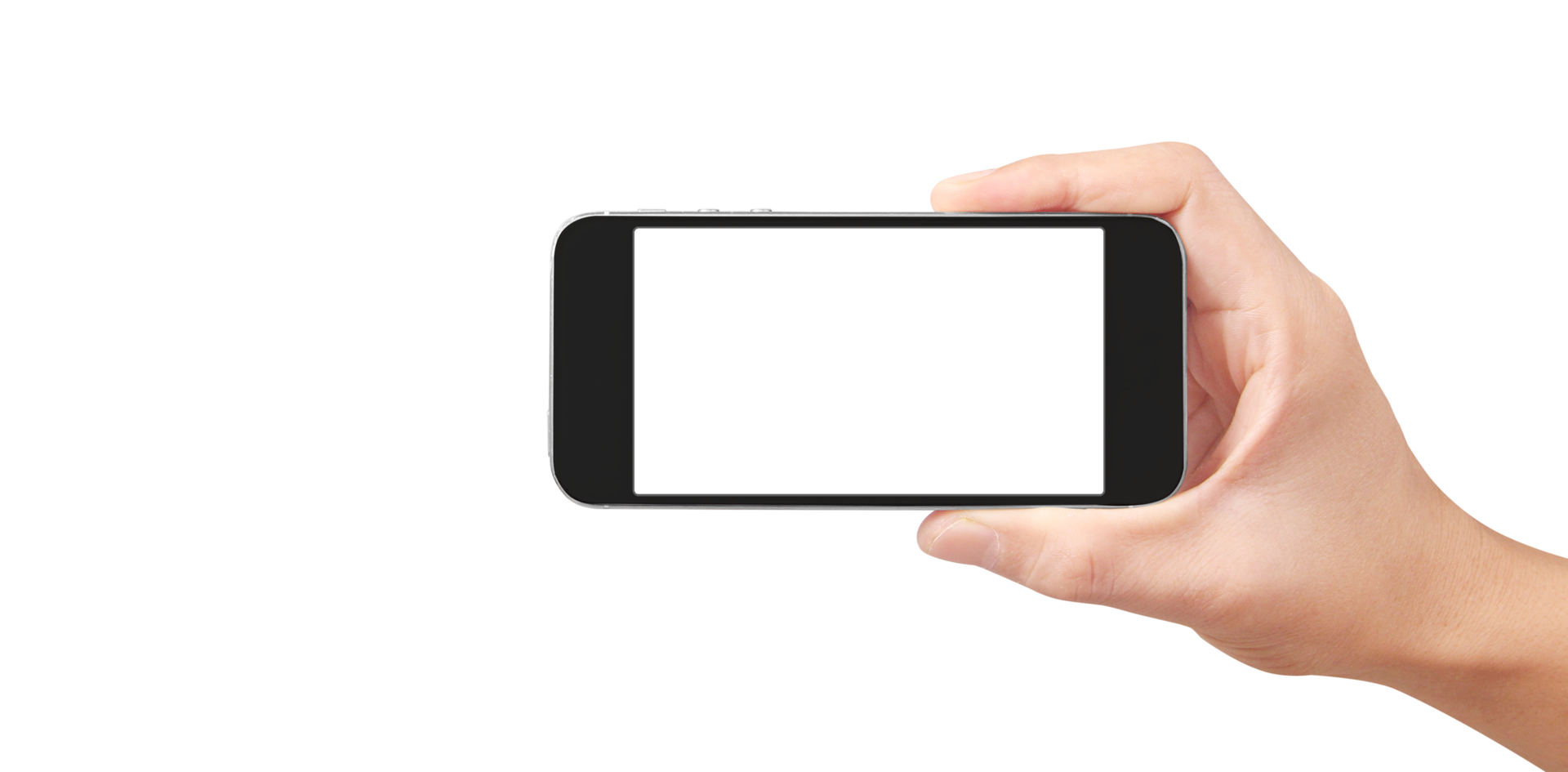 Hand holding new smartphone . Smartphone  png