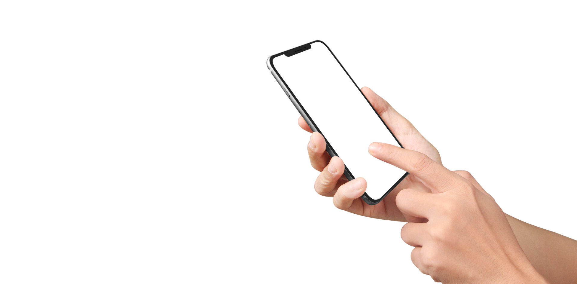 Hand holding new smartphone . Smartphone  png