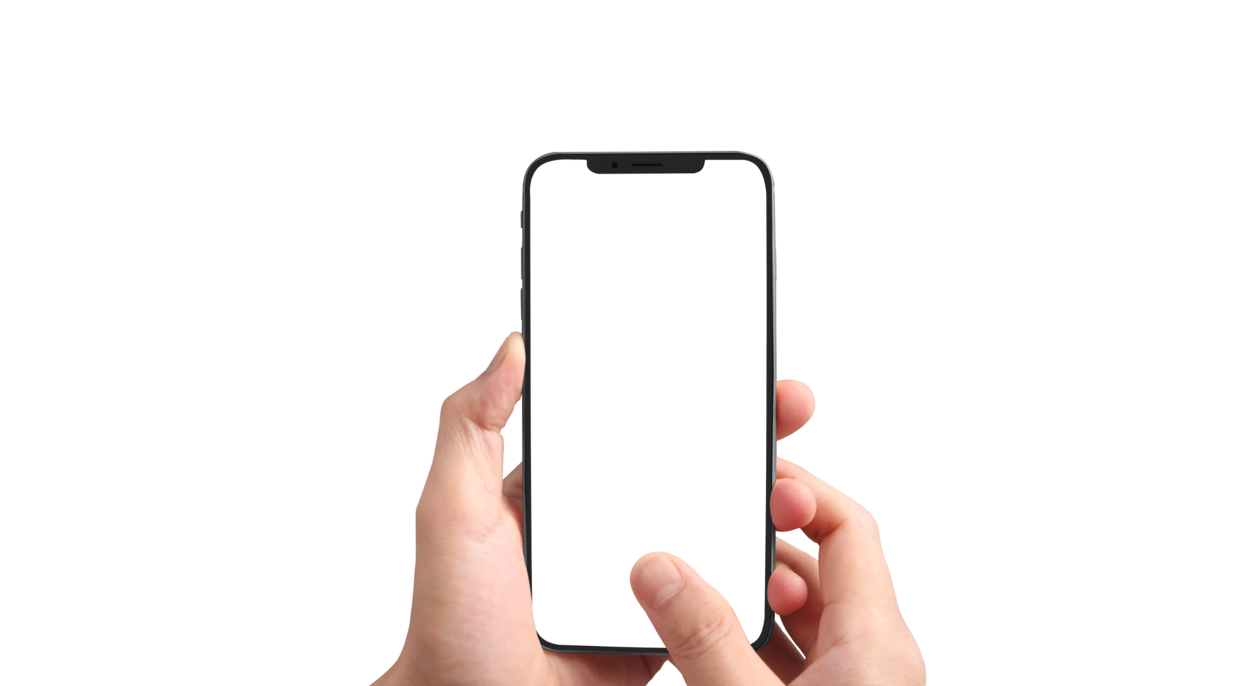 Hand holding new smartphone . Smartphone  png
