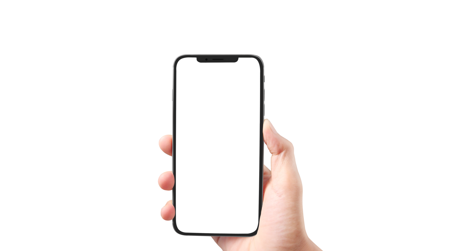 Hand holding new smartphone . Smartphone  png