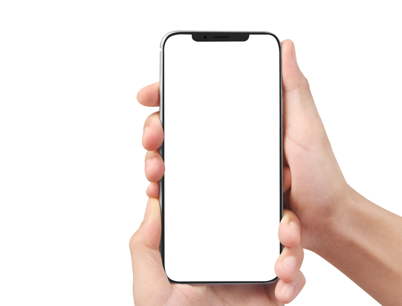 Hand holding new smartphone . Smartphone  png