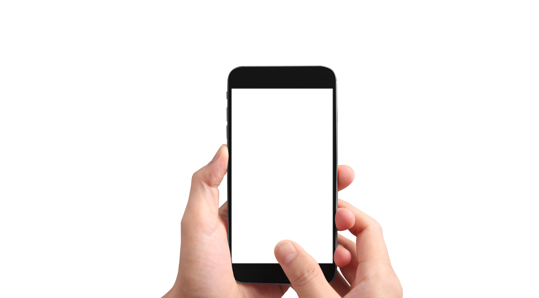 Hand holding new smartphone . Smartphone  png