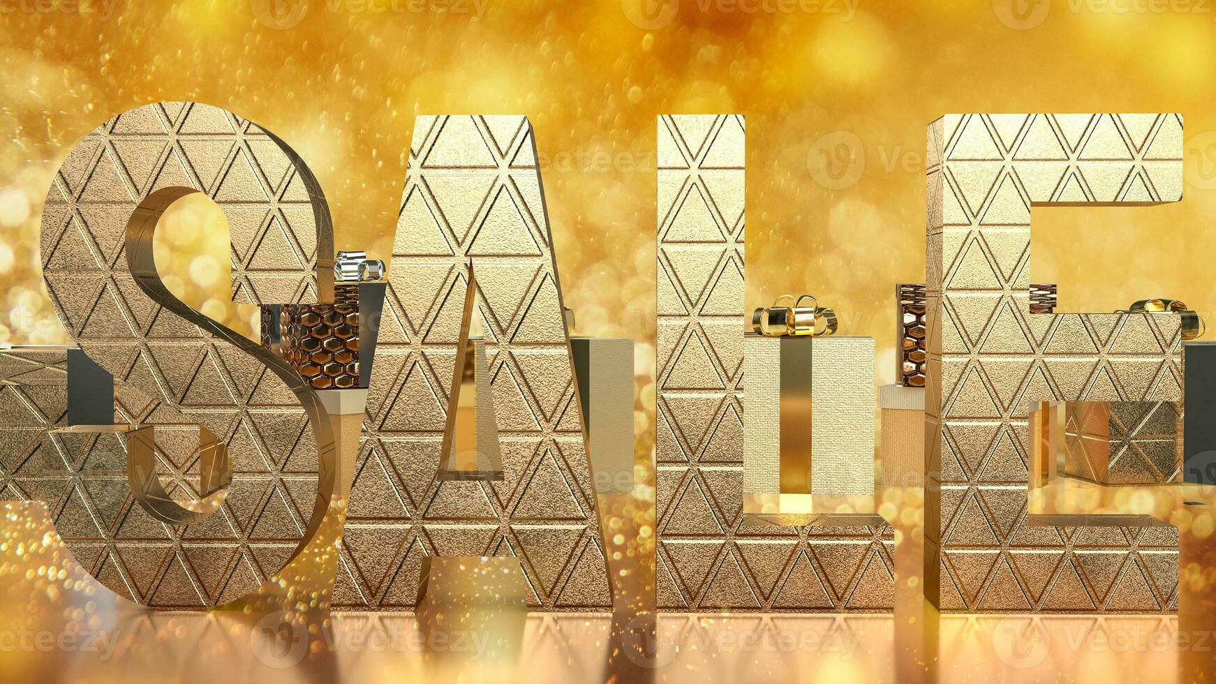 The gold sale and gift box for promotion concept 3d rendering photo