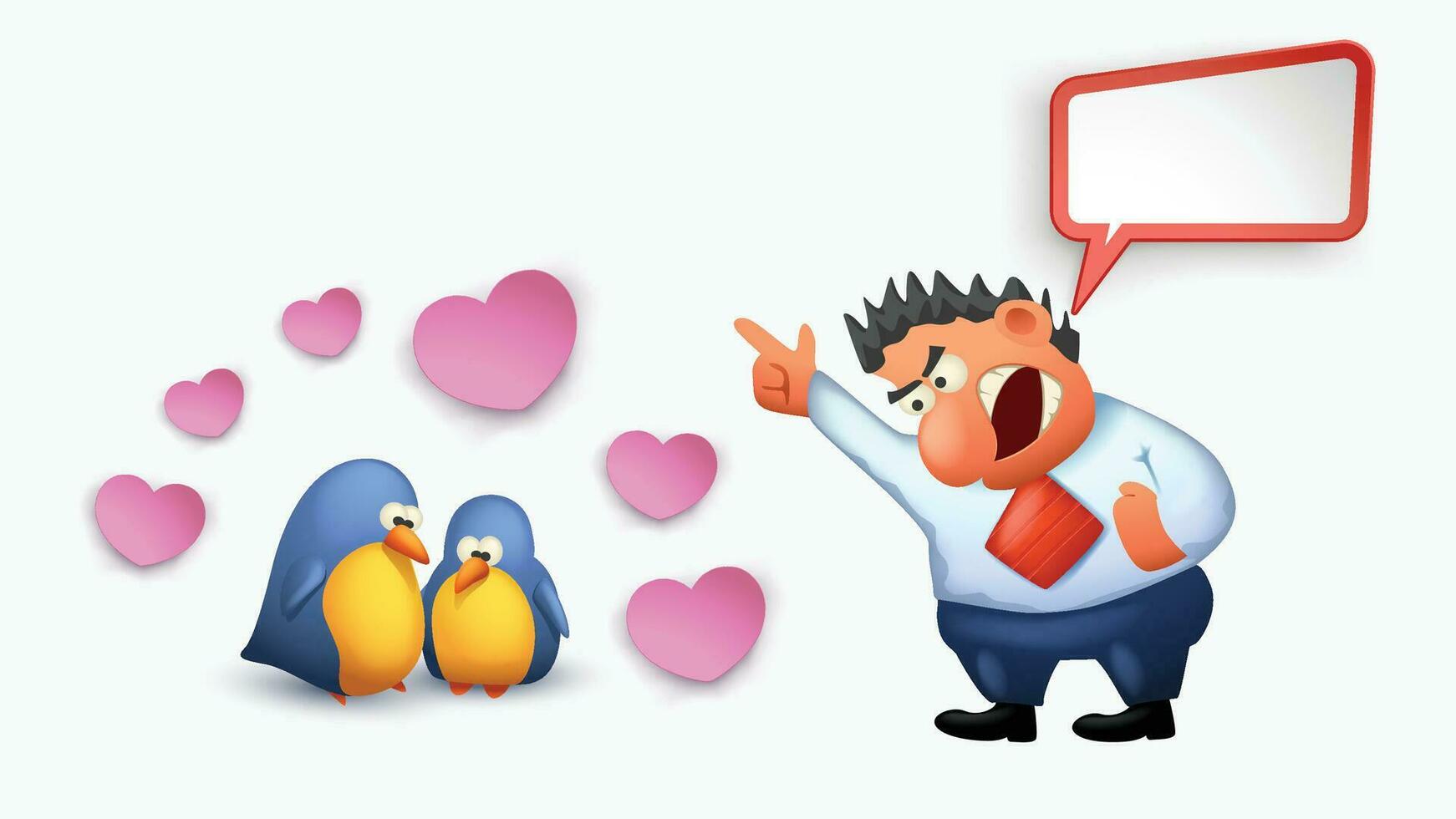 boss yelling on birds vector