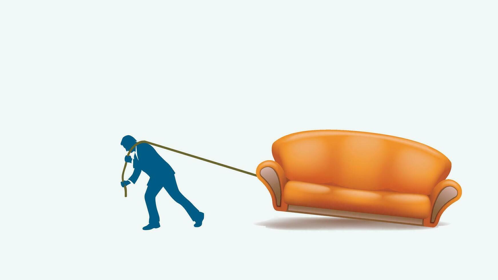 man silhouette moving sofa vector