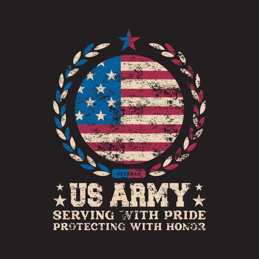 Estados Unidos veteranos día t camisa diseño. veteranos día es un federal fiesta en el unido estados observado anualmente en noviembre 11, para honrando militar veteranos de el unido estados armado efectivo. vector