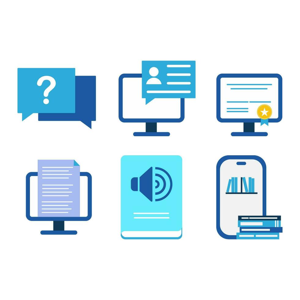 e learning education set icon vector