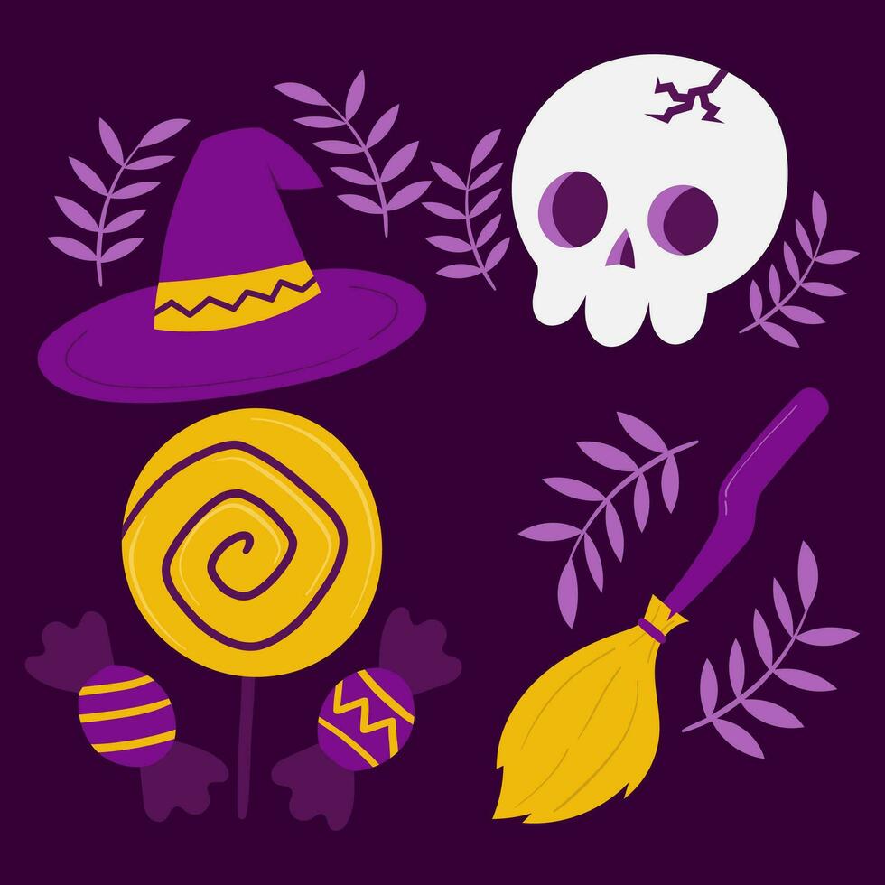 halloween set vector illustrations