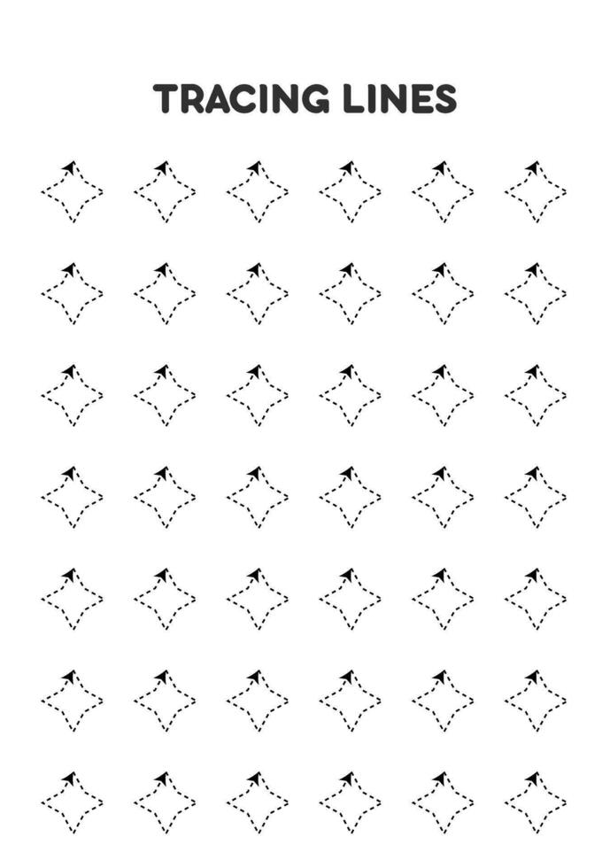 Tracing lines. Worksheets for kids. Preschool education. vector