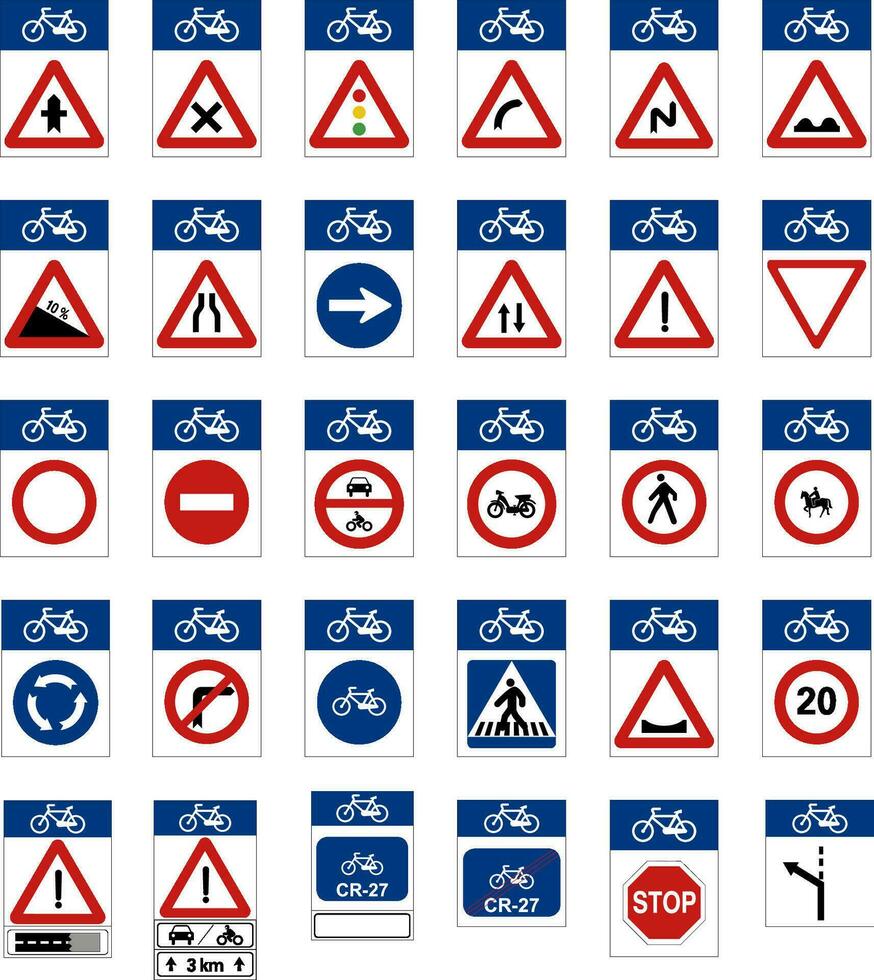 bicicleta cruce señales, señales y símbolos vector