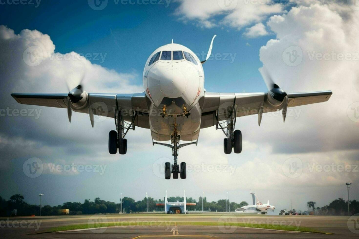 avión en el pista antecedentes. ai generativo Pro foto