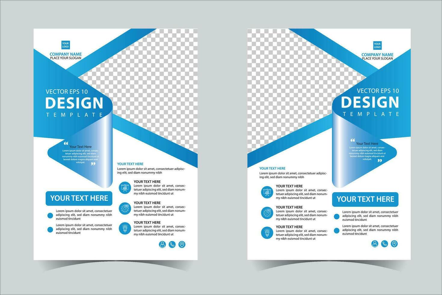 Blue color business annual report brochure flyer design template vector, Leaflet cover presentation abstract geometric background, modern publication poster magazine, layout in A4 size Free Vector