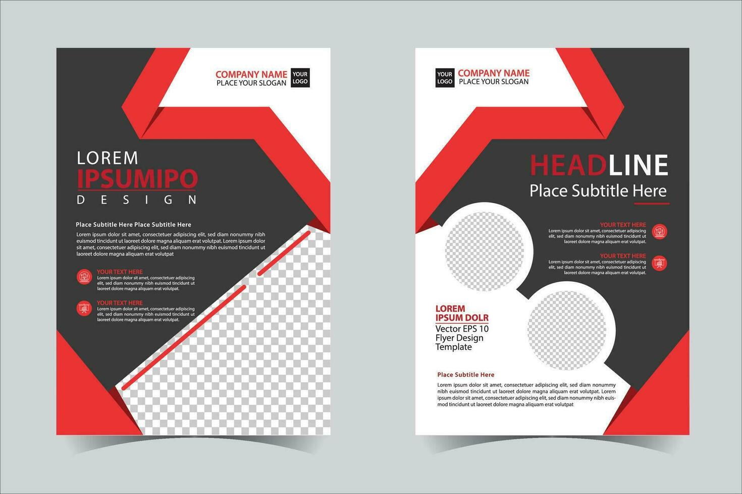 Red and Black business annual report brochure flyer design template vector, Leaflet cover presentation abstract geometric background, modern publication poster magazine, layout in A4 size Free Vector
