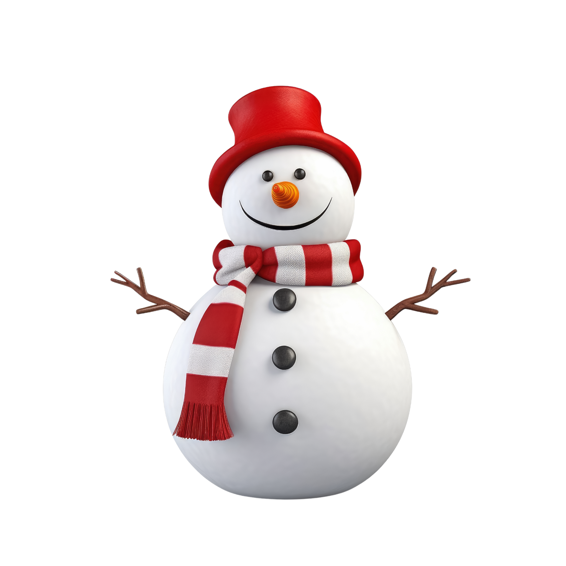 Cute snowman in 3D cartoon style isolated on transparent background ...