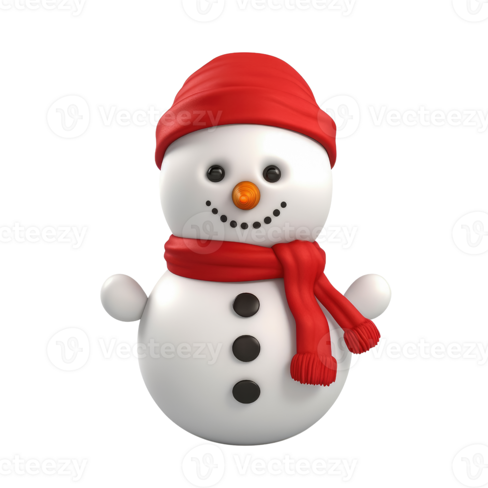 carino pupazzo di neve nel 3d cartone animato stile isolato su trasparente sfondo , ai generativo png