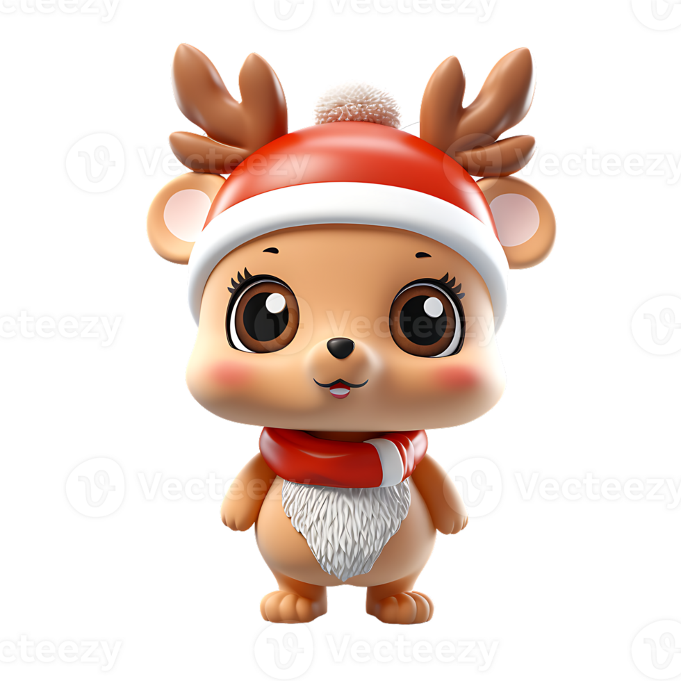 3D Christmas Deer Mascot Character, ai generative png