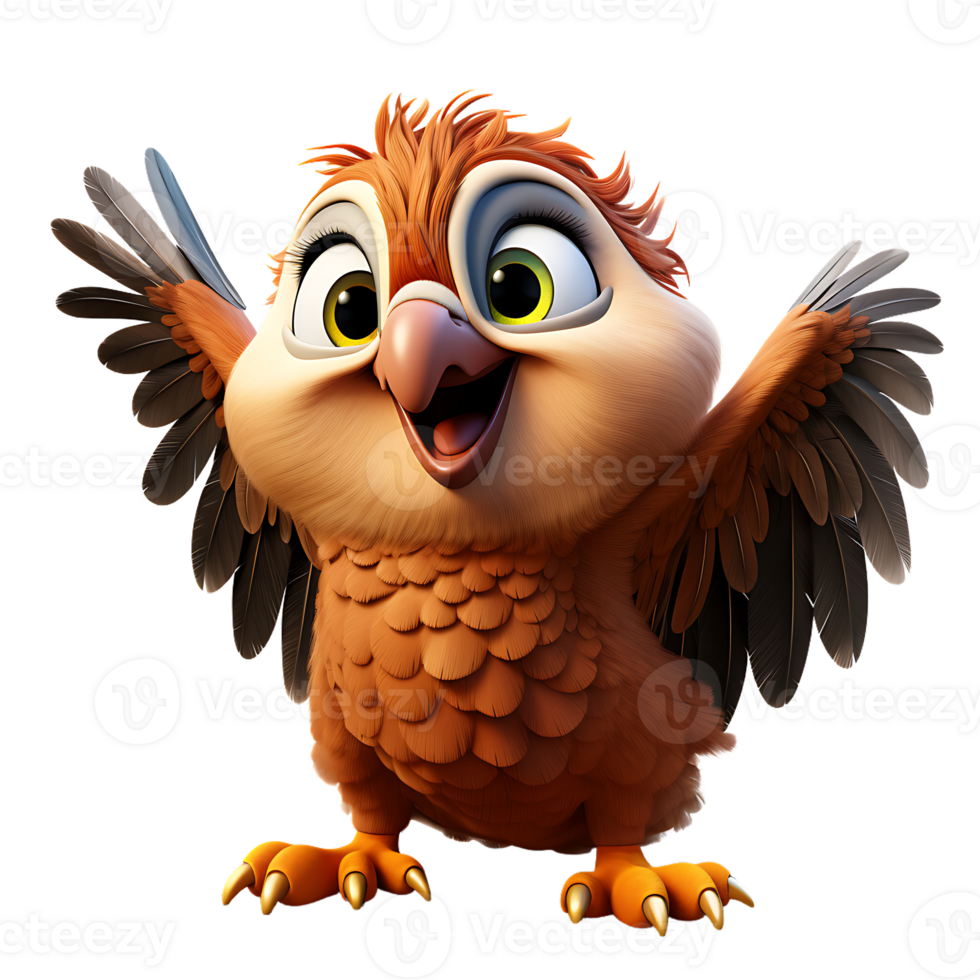 3D Litle Eagle Mascot Character , ai generative png