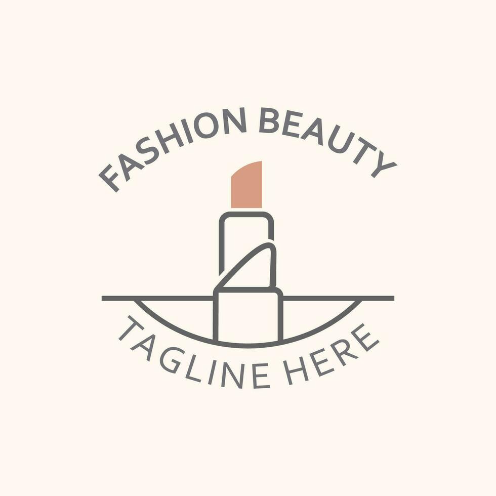 Lipstick logo design for makeup fashion shop and beauty vector cosmetic design template