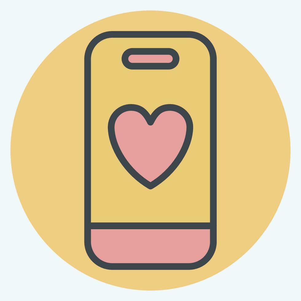 Icon Smart Phone. related to Valentine Day symbol. color mate style. simple design editable. simple illustration vector