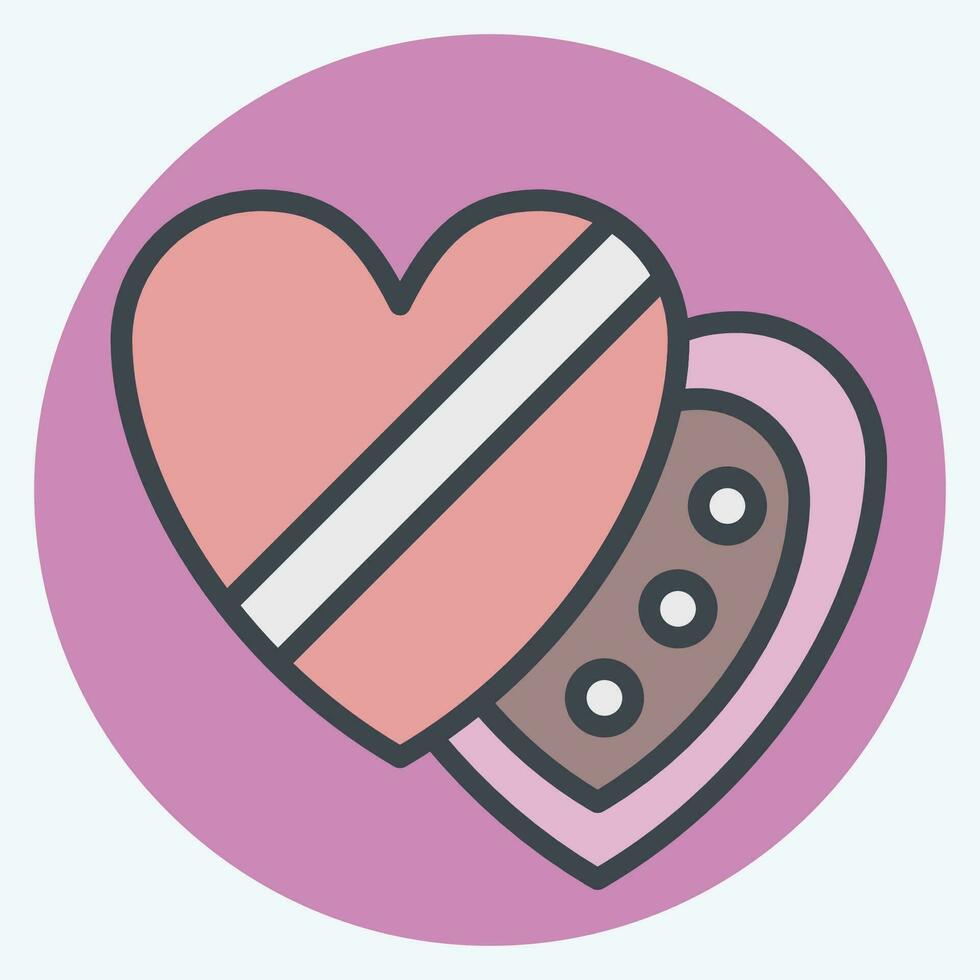 Icon Chocolate. related to Valentine Day symbol. color mate style. simple design editable. simple illustration vector