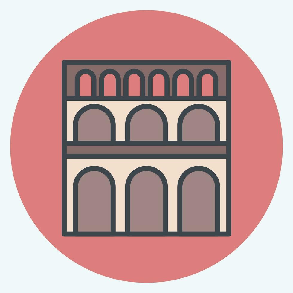 Icon Pont Du Gard. related to France symbol. color mate style. simple design editable. simple illustration vector