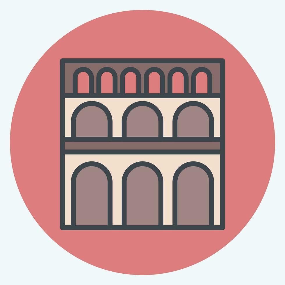 Icon Pont Du Gard. related to France symbol. color mate style. simple design editable. simple illustration vector