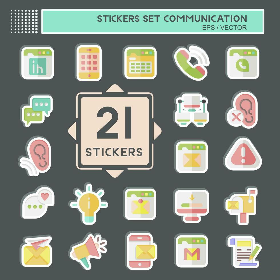 Sticker Set Communication. related to Internet symbol. simple design editable. simple illustration vector