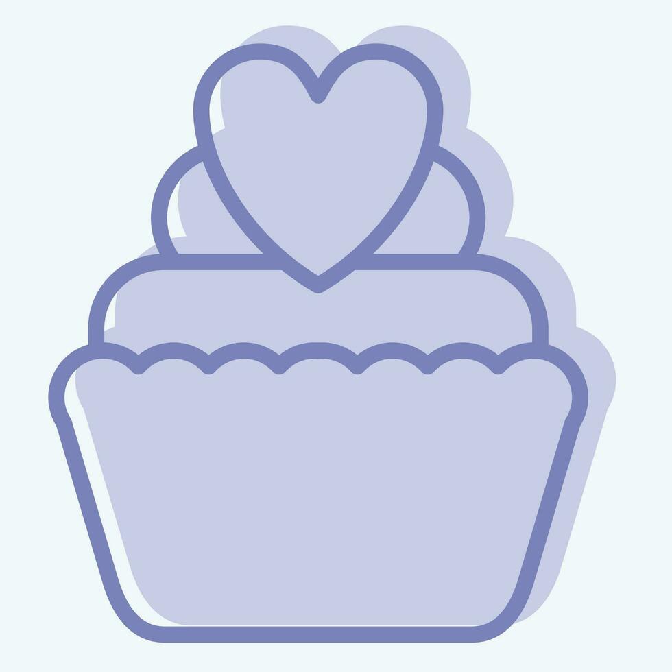 icono taza pastel. relacionado a enamorado día símbolo. dos tono estilo. sencillo diseño editable. sencillo ilustración vector