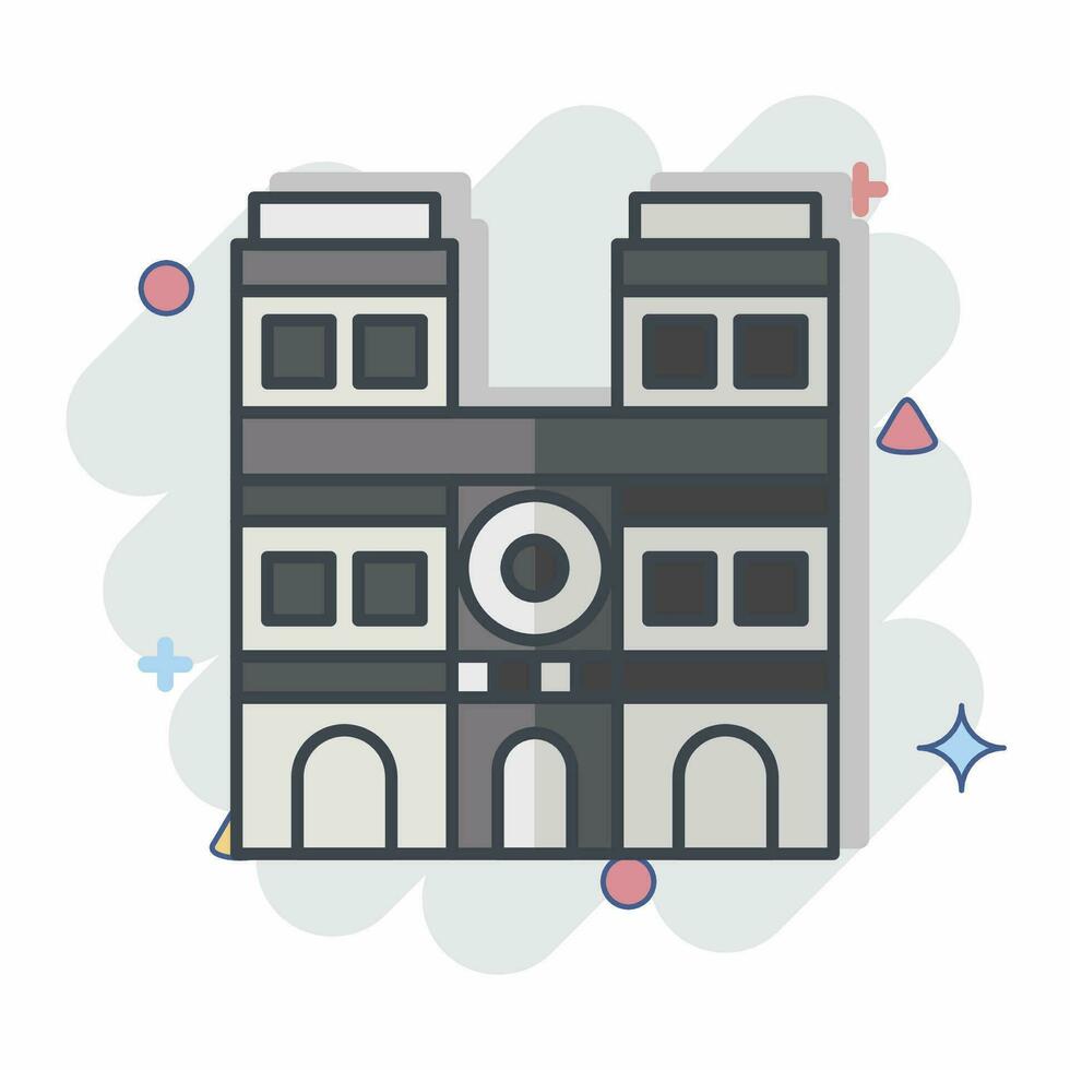 Icon Notre Dame. related to France symbol. comic style. simple design editable. simple illustration vector