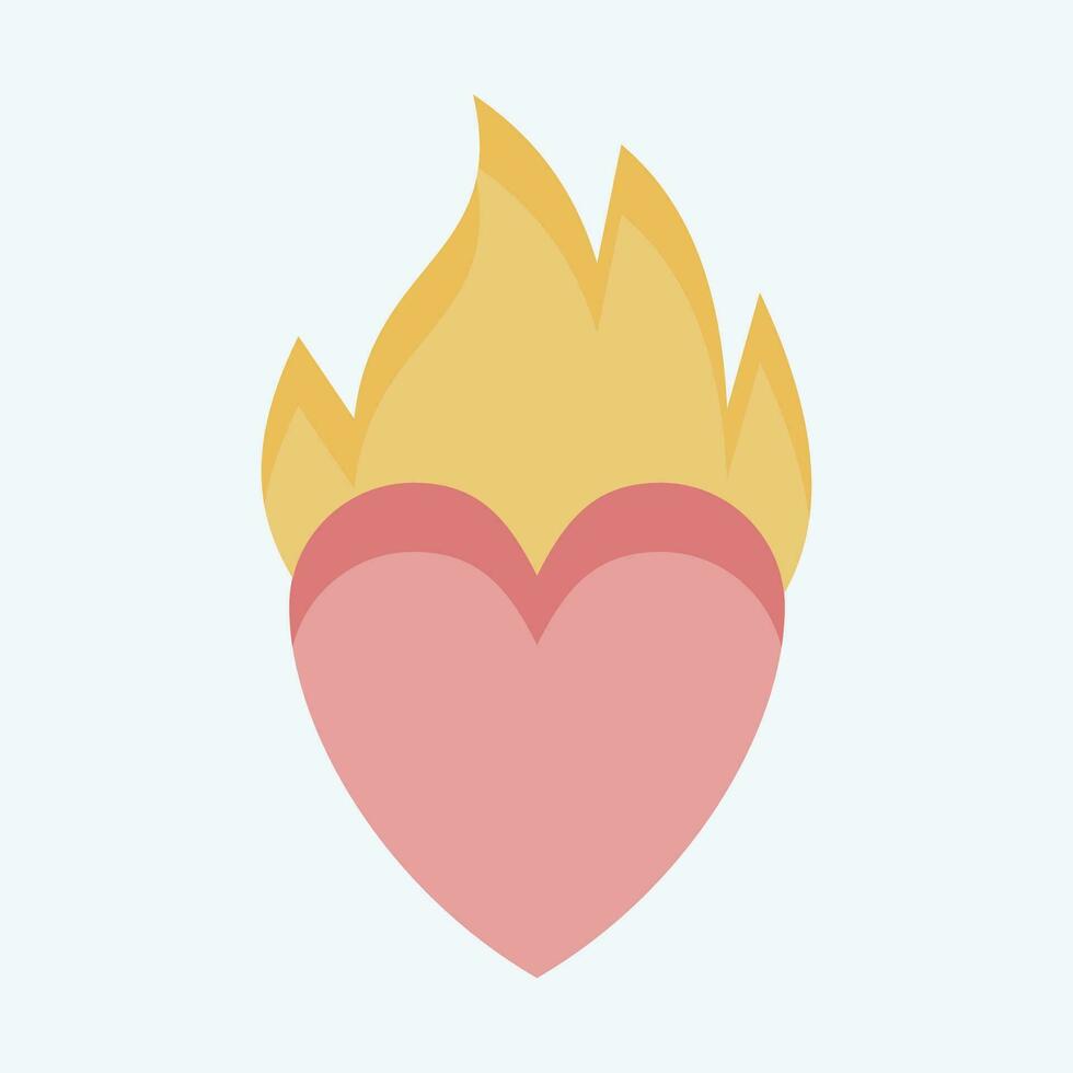 Icon Heart Fire. related to Valentine Day symbol. flat style. simple design editable. simple illustration vector