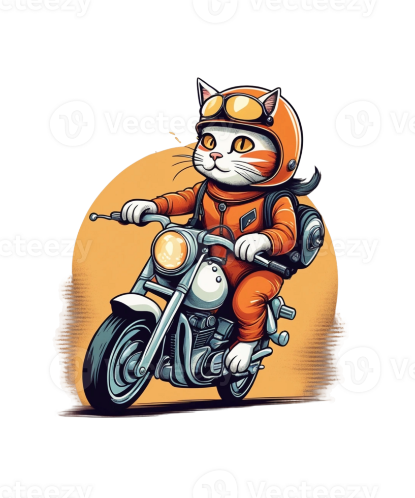 ai generativo motocicleta cavaleiro gato clipart ilustração agrupar para impressão em exigem sites é Além disso perfeito para qualquer projeto gostar camiseta Projeto png