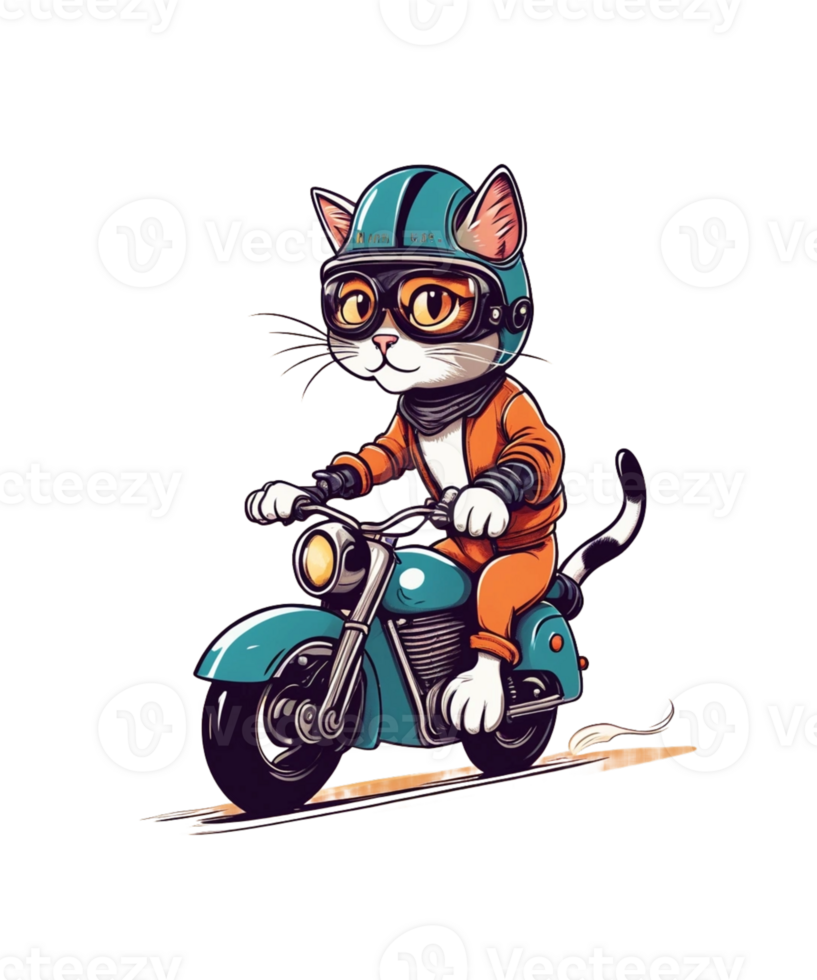 AI Generative Motorcycle Rider Cat Clipart Illustration Bundle for Print on Demand websites is Also perfect for any other project png