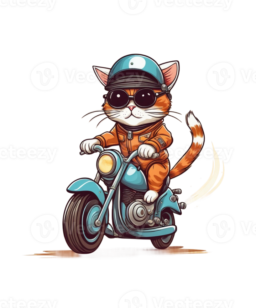 ai generativ Motorrad Fahrer Katze Clip Art Illustration bündeln zum drucken auf Nachfrage Websites ist ebenfalls perfekt zum irgendein andere Projekt png