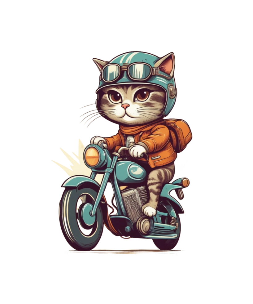 ai generativo motocicleta jinete gato clipart ilustración haz para impresión en demanda sitios web es además Perfecto para ninguna otro proyecto png