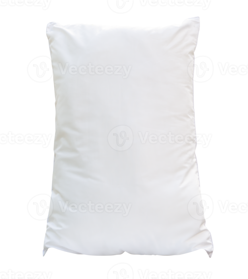 White pillow with case after guest's use at hotel or resort room isolated in png file format Concept of comfortable and happy sleep in daily life