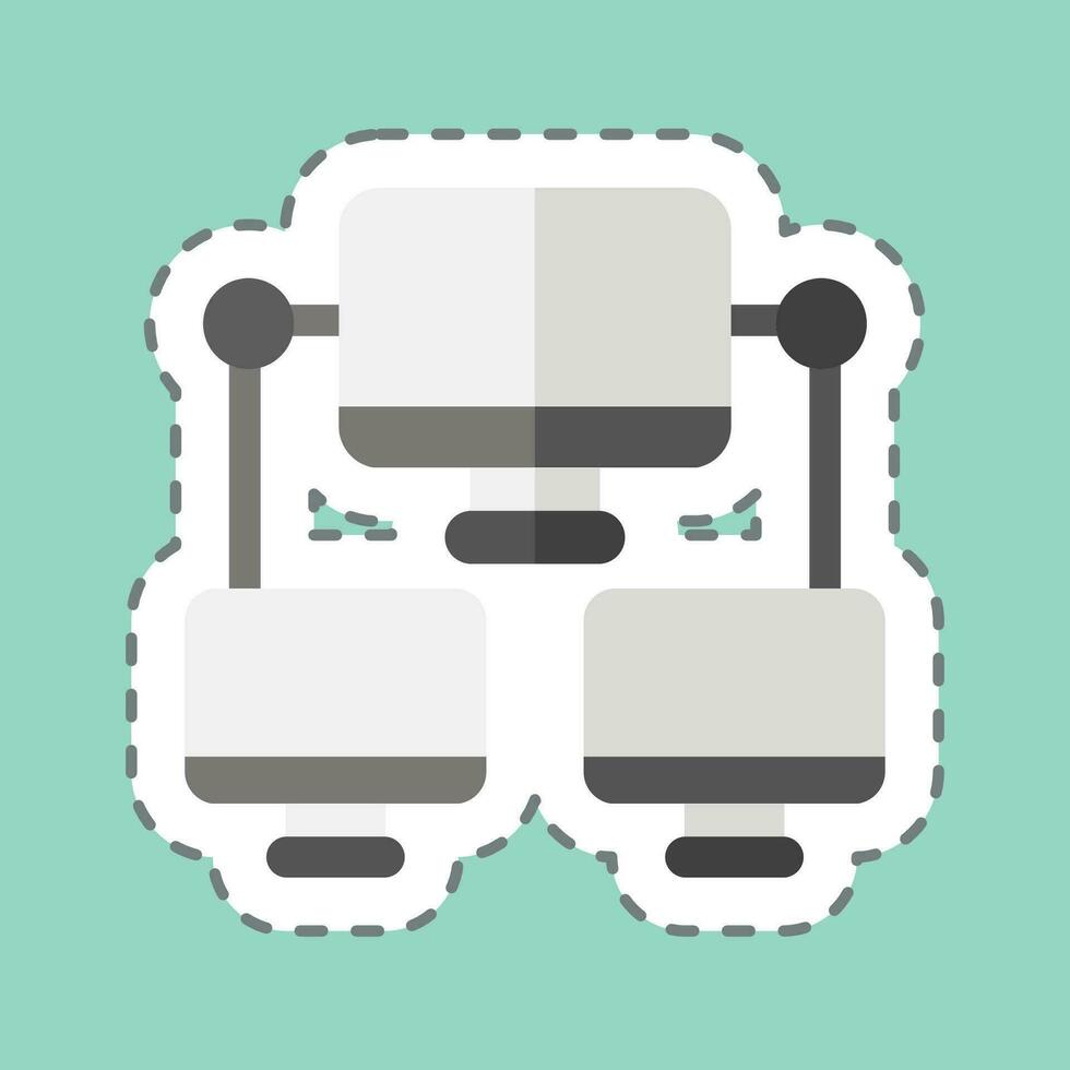 Sticker line cut Connection Computer. related to Communication symbol. Communication. simple design editable. simple illustration vector