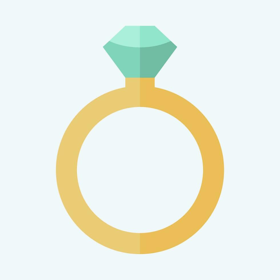 Icon Diamond Ring. related to Valentine Day symbol. flat style. simple design editable. simple illustration vector