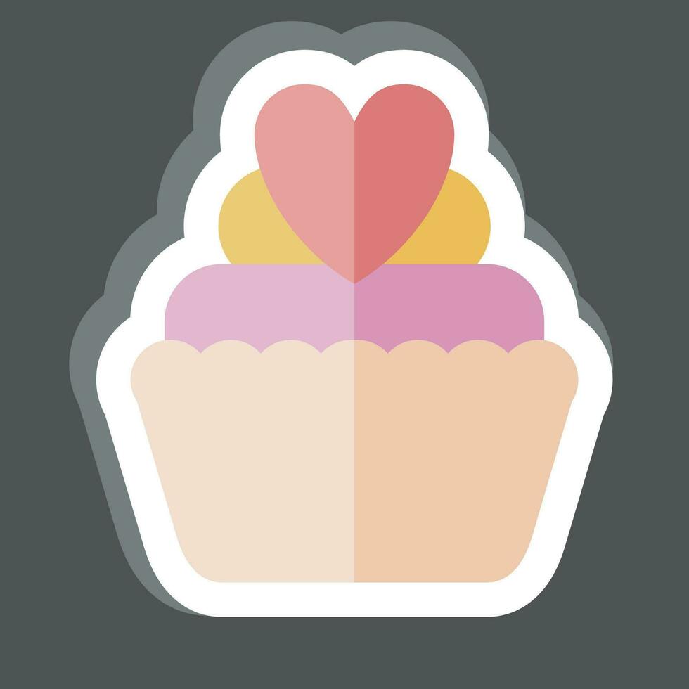 Sticker Cup Cake. related to Valentine Day symbol. glyph style. simple design editable. simple illustration vector