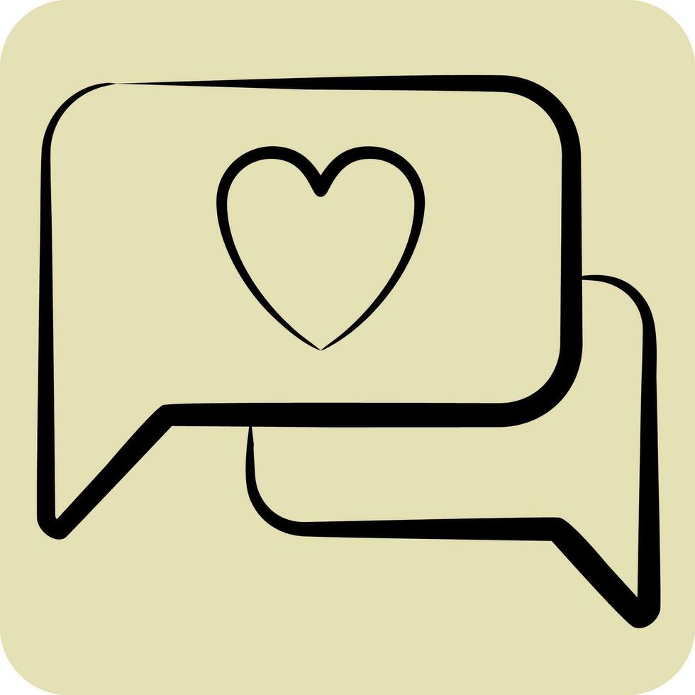 Icon Romantic Chat. related to Valentine Day symbol. hand drawn style. simple design editable. simple illustration vector