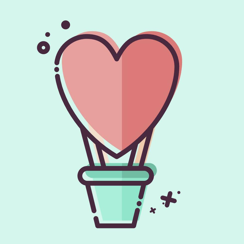 Icon Hot Air Balloon. related to Valentine Day symbol. MBE style. simple design editable. simple illustration vector