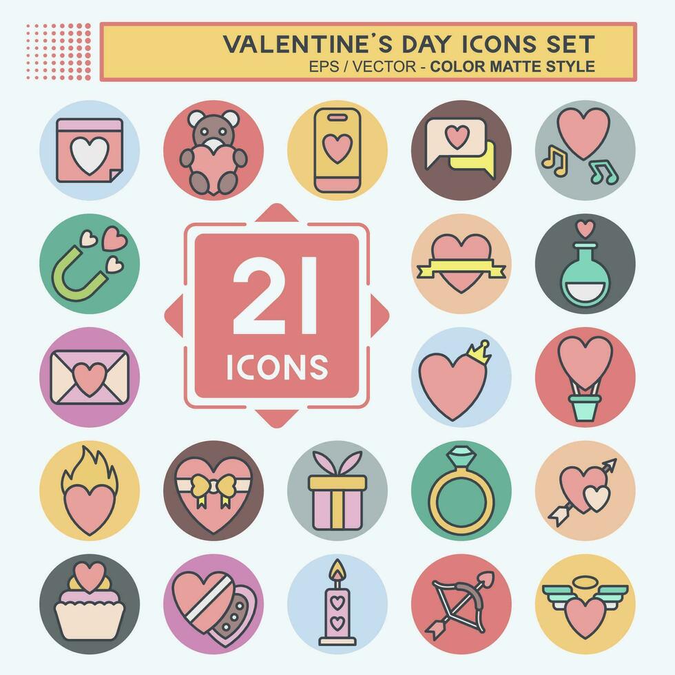 Icon Set Valentine Day. related to Love symbol. color mate style. simple design editable. simple illustration vector