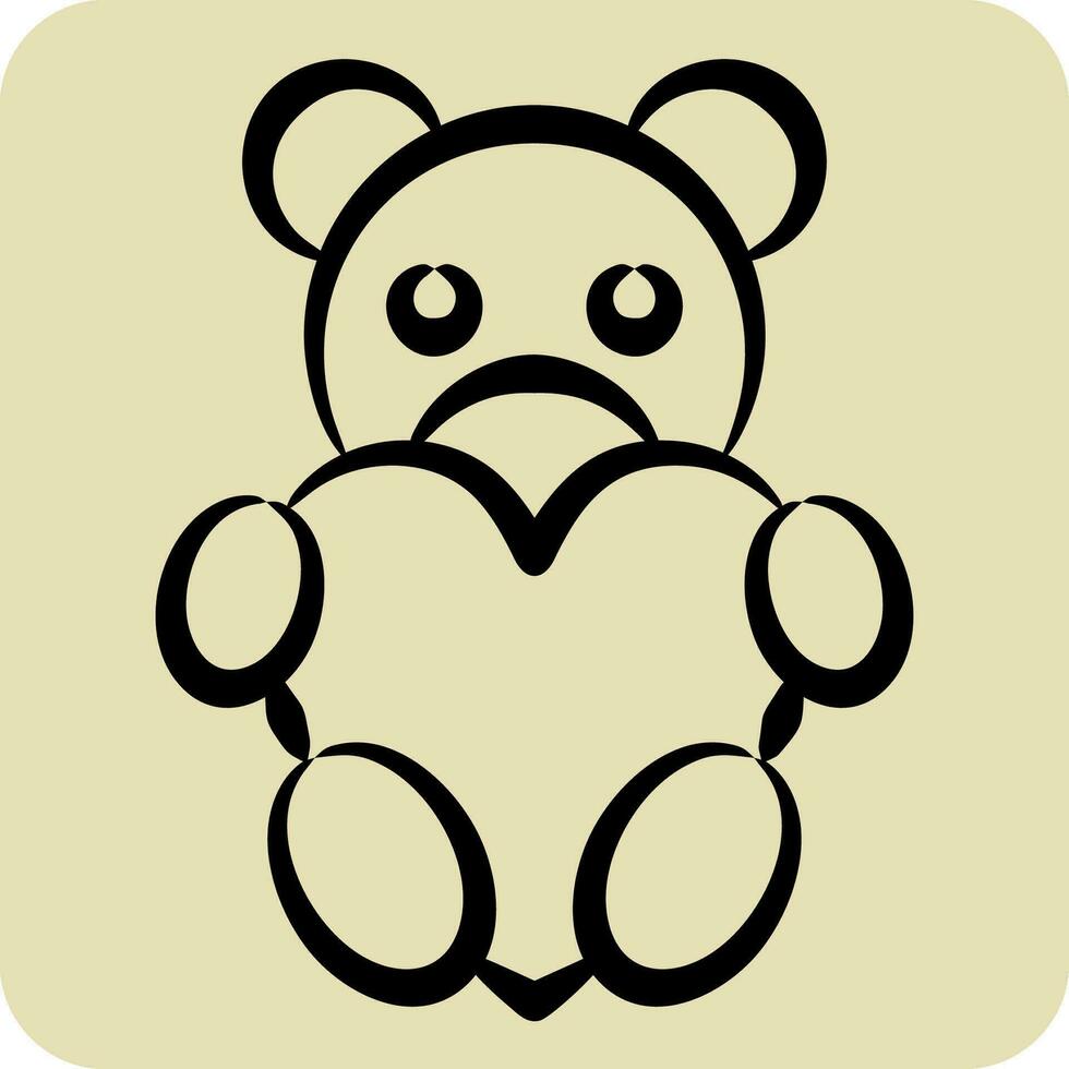 Icon Teddy Bear. related to Valentine Day symbol. hand drawn style. simple design editable. simple illustration vector