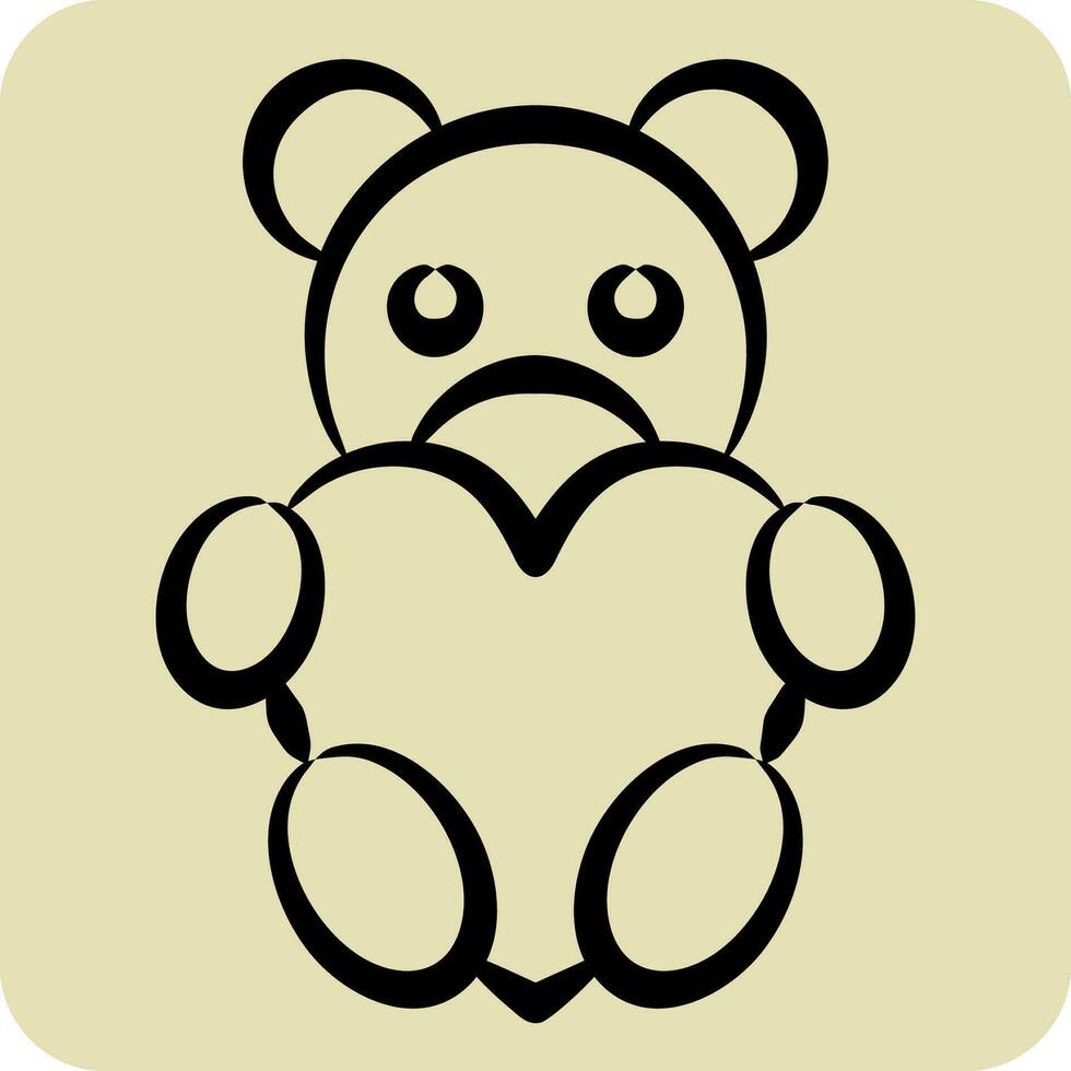 Icon Teddy Bear. related to Valentine Day symbol. hand drawn style. simple design editable. simple illustration vector